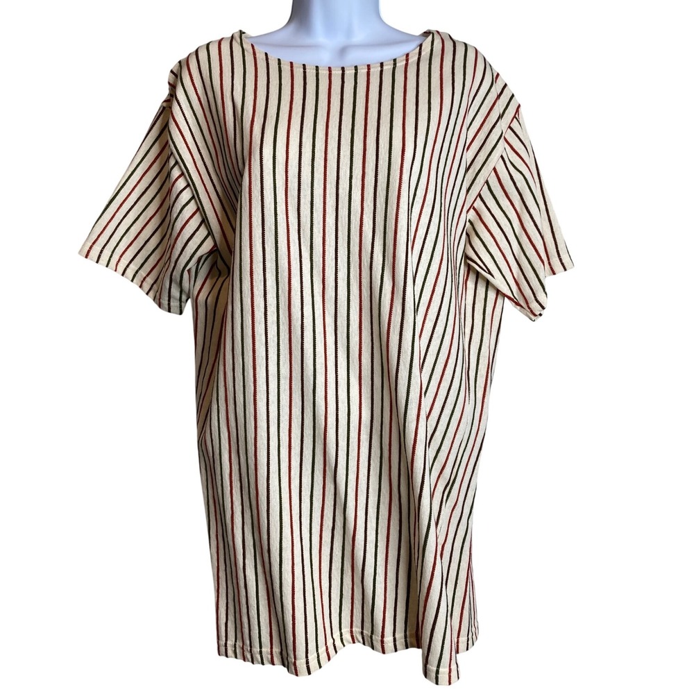 Coastal Chic Womens Striped Casual Short Sleeve‎ Tunic Top Est Sz L Nantucket